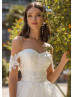 Beaded Off Shoulder Ivory Lace Tulle Wedding Dress